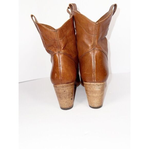 Alberto Fermani Ankle Boot Leather Bootie Brown Western Boho Block Heel 38.5/8.5 - Picture 6 of 14
